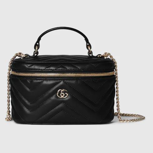 Tas messenger,Tas Premium Wanita,GG Marmont mini vanity bag,black