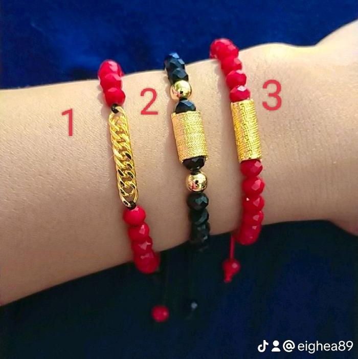 gelang serut bambu manik manik
