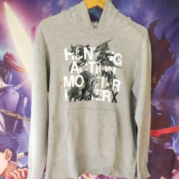Monster Hunter x Uniqlo Graphic Official Game Hoodie Jaket Anime Original Second Japan Korea Casual 