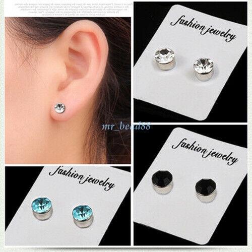 Anting berlian berwarna magnet tanpa anting tindik, magnet magnet kuat, anting stud palsu untuk anak
