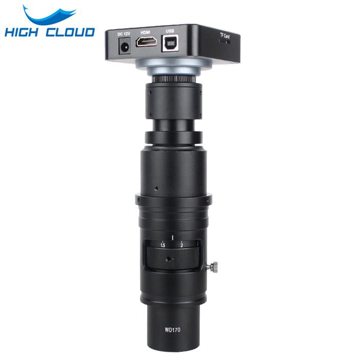 Mikroskop Video monokular lensa c-mount, lensa perbesaran 10X-180X