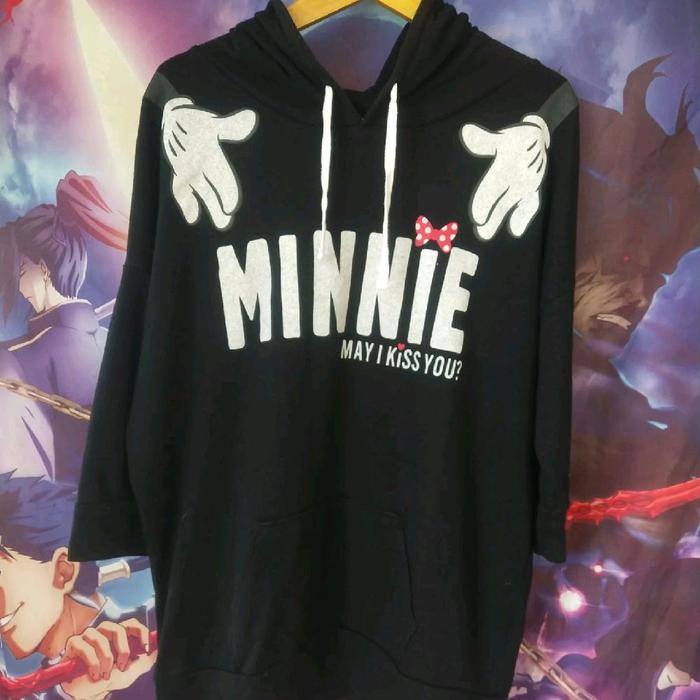 Disney Minnie Mouse Hands Official Cartoon Hoodie Kartun Original Second Japan Korea Casual Vintage 