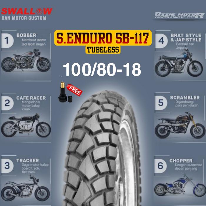 SWALLOW STREET ENDURO SB-117 BAN TUBELESS DUAL PURPOSE RING 18 & 21 UKURAN 80/90-18 | 90/90-18 | 100
