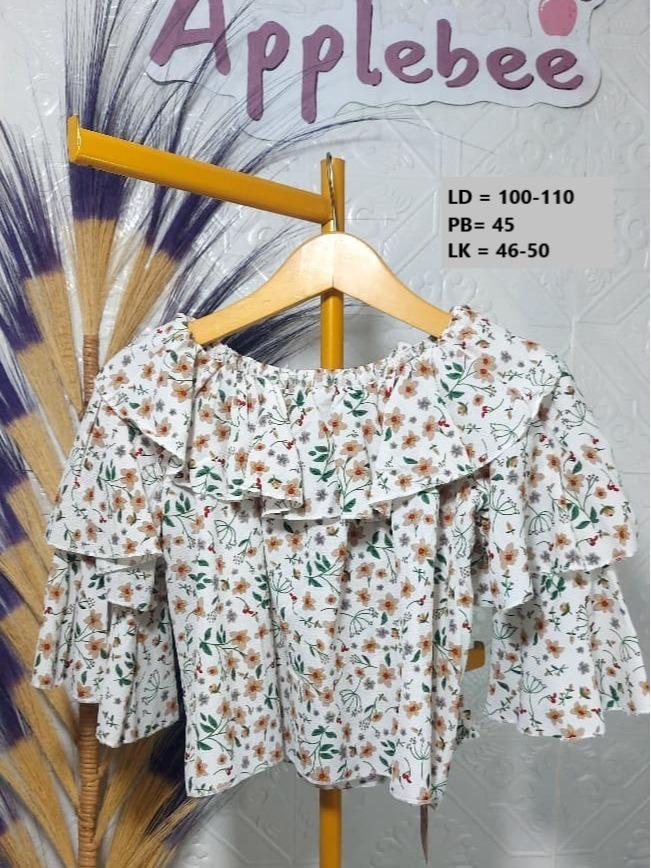 CROP SABRINA BLUS MOTIF BUNGA