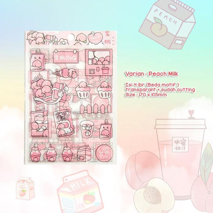 LUCKY CAT - STIKER TRANSPARANT PET UNICORN KUDA PONY PINK STRAWBERRY CUPCAKE TEMA KARTUN JEPANG LUCU