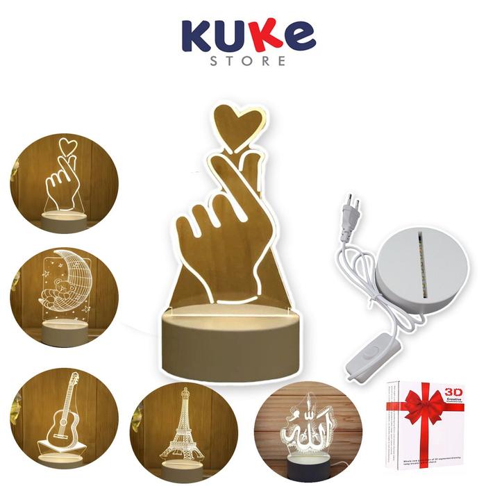 Kuke Lampu Tidur Akrilik / Lampu Hias Led 3Dimesi / Lampu Tidur Hias Led 3D Acrylic