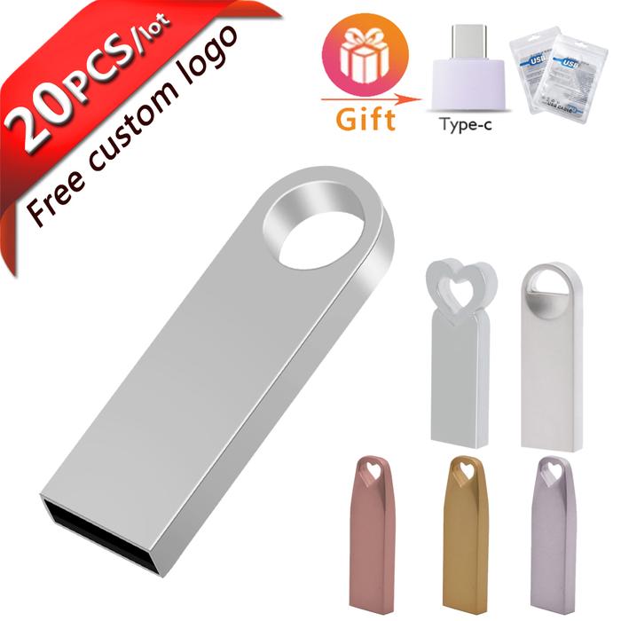 20pcs New style Silver metal USB flash drive 4G 8G 16GB 32GB 64GB