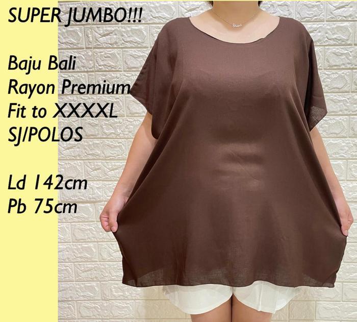 Baju Blus Bali Polos Jumbo Wanita Fit to 4XL Max 100kg Rayon Premium Kaos Atasan Tipis Adem Halus Ri