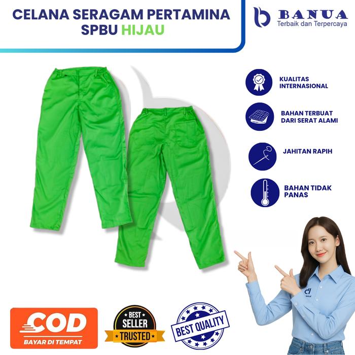 Celana Pertamina Hijau | Celana Spbu | Seragam Spbu | Seragam Pertamina | Celana Spbu Pertamina