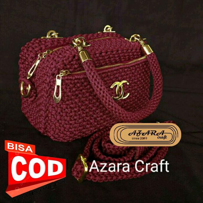 Azara Tas Tali Kur- By Azara Craft - Tas Kotak C - Tas Macrame - Tas Anyaman