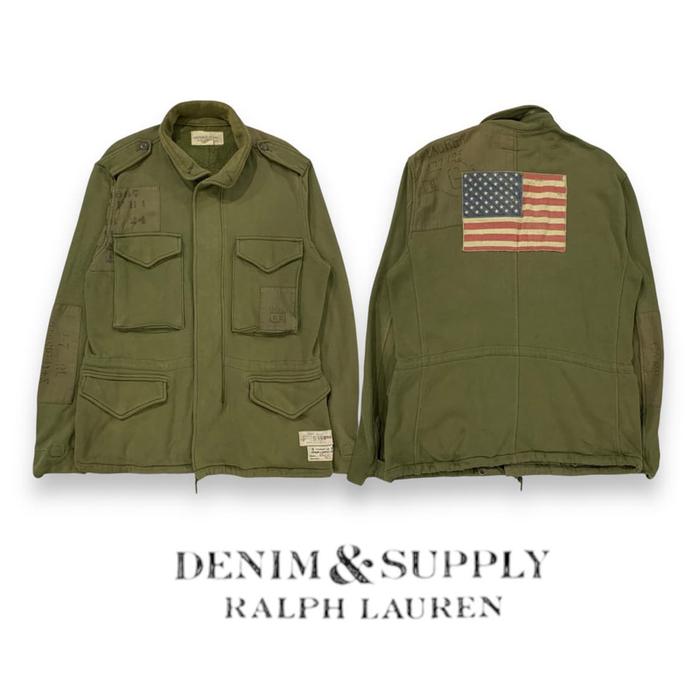 Denim & Supply by Ralph Lauren - Fleece Field / M-65 Jacket - Olive Green - Size L