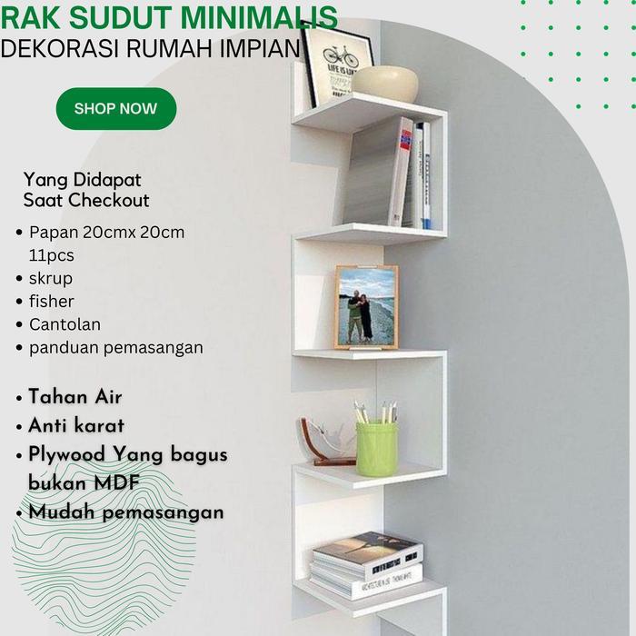 Rak sudut Rumah Kamar Dinding Tempel Rak Buku Bunga Kosmetik Serbaguna