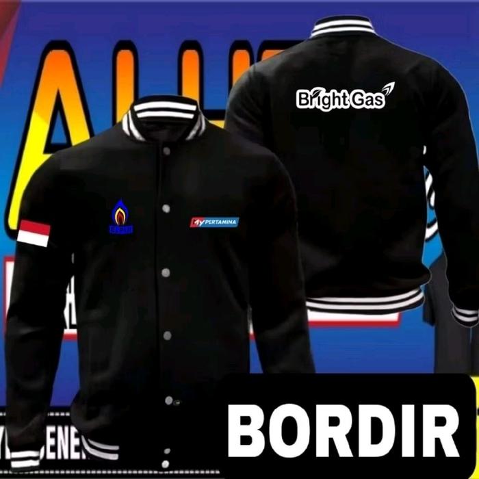 ready stok full bordir jaket bright gas Jaket bordir bright gas Jaket baseball bright gas Jaket sera