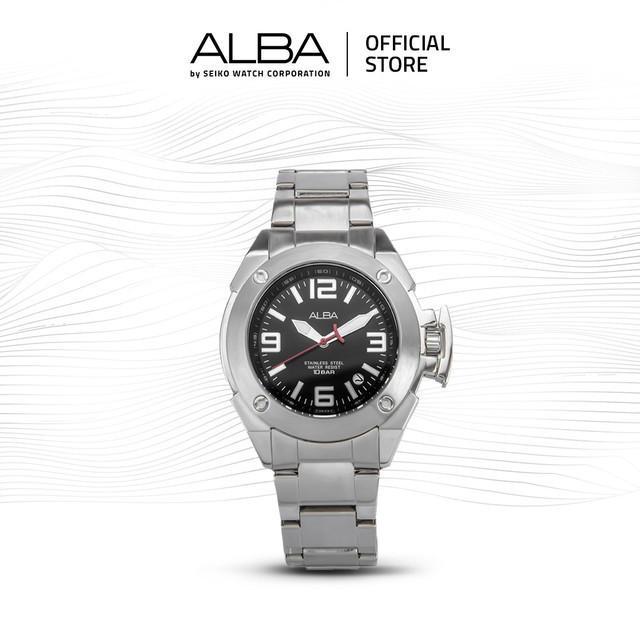 Jam Tangan Pria Alba Active AXHG33 Quartz Stainless Steel dengan Dial Hitam dan Tahan Air 10 BAR