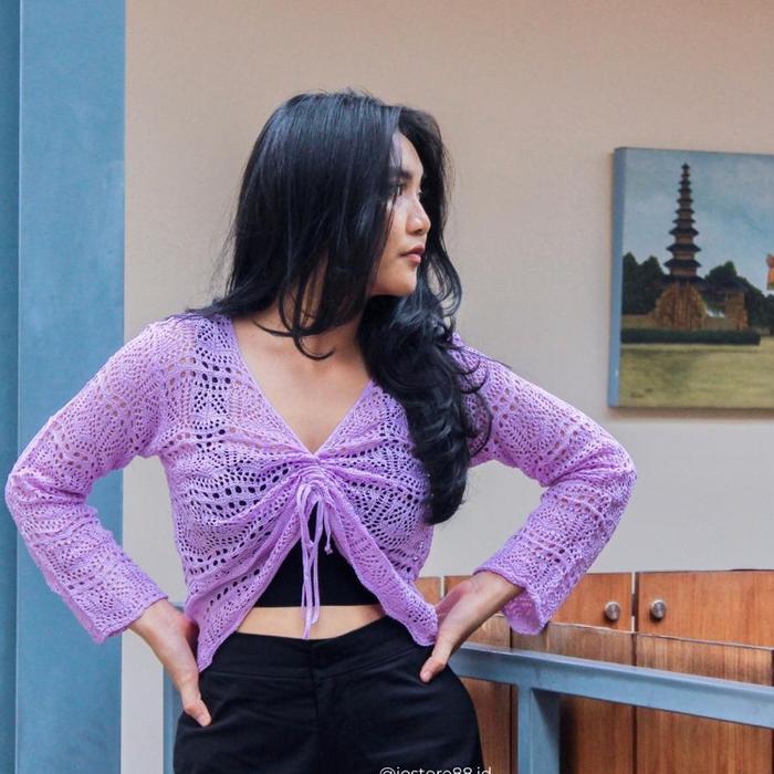 L A P A K S E N J A Blouse Korea Tarra Knit Crop Top Style 7307