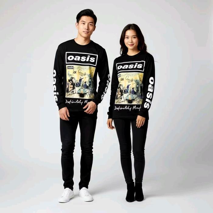 Kaos Lengan Panjang Rib Long Sleeve Oasis Varian TShirt Band Bahan Combed Baju Oasis Kaos Oasis Kaos