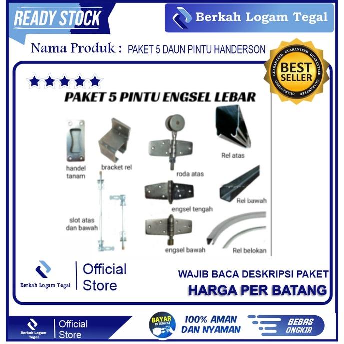 PAKET 5 Daun Pintu Aksesoris Rel Engsel Pintu Garasi Handerson