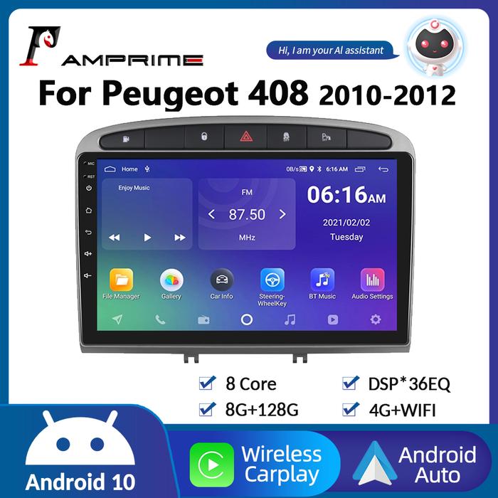 AMPrime 2din Android Car Radio For Peugeot 408 2010-2012 Multimedia