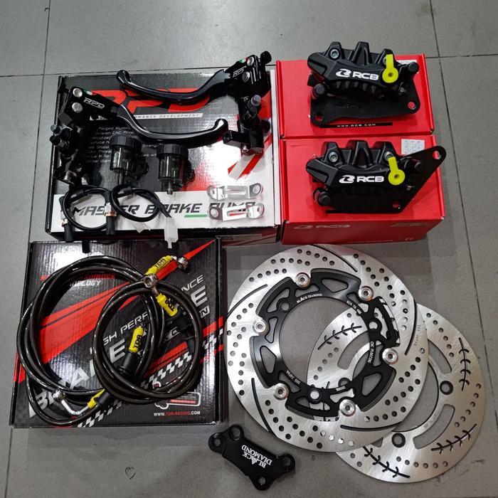 Paketan Master Rem RPD Radial Kanan 17mm Kiri 16mm / 15mm + Kaliper RCB S26 Series 2 piston 2p Depan