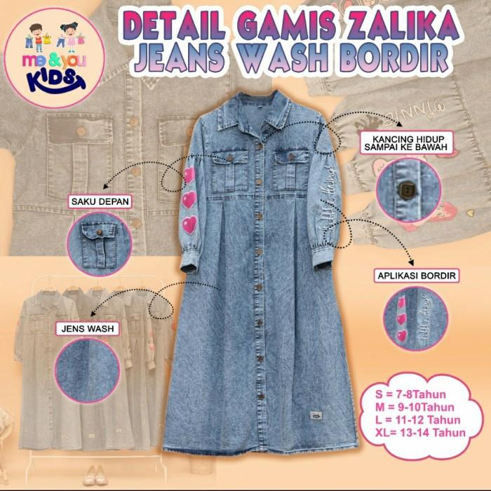 Promo GAMIS ZALIKA JEANS WASH BORDIR - ME&YOU KIDS / GAMIS ANAK REMAJA JEANS COD