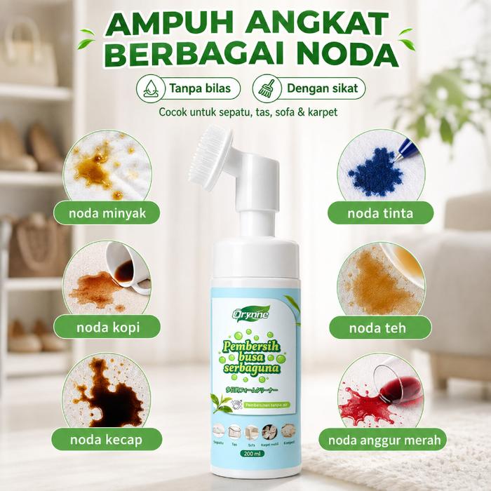 Orynne Pembersih Noda Membandel 200ml + Sikat | Busa Pembersih Sepatu, Tas & Sofa | Membersihkan Kot