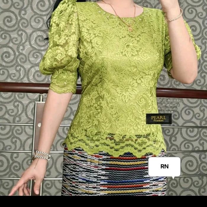 BLOUSE KEBAYA WANITA LENGAN BALON BROKAT SINOVAK PREMIUM PAKAIN TRADISIONAL Baju Wisuda Kondangan Ka