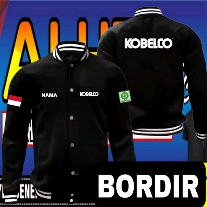 Jaket bordir Kobelco Jaket Kobelco Jaket varsity Kobelco Jaket baseball Kobelco Jaket operator alat 