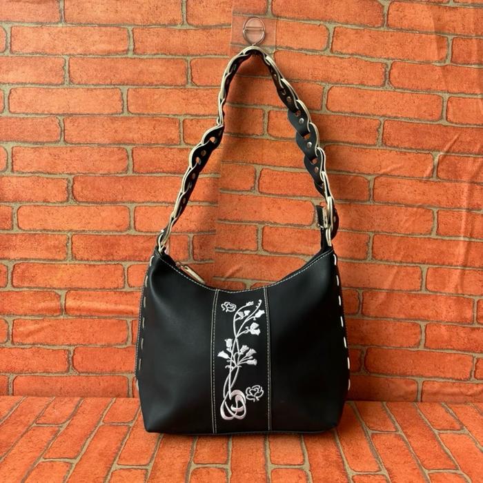 TAS SHOULDER NILON WANITA BUNGA PUTIH SECOND BRANDED / TAS TOTE WANITA NILON SECOND