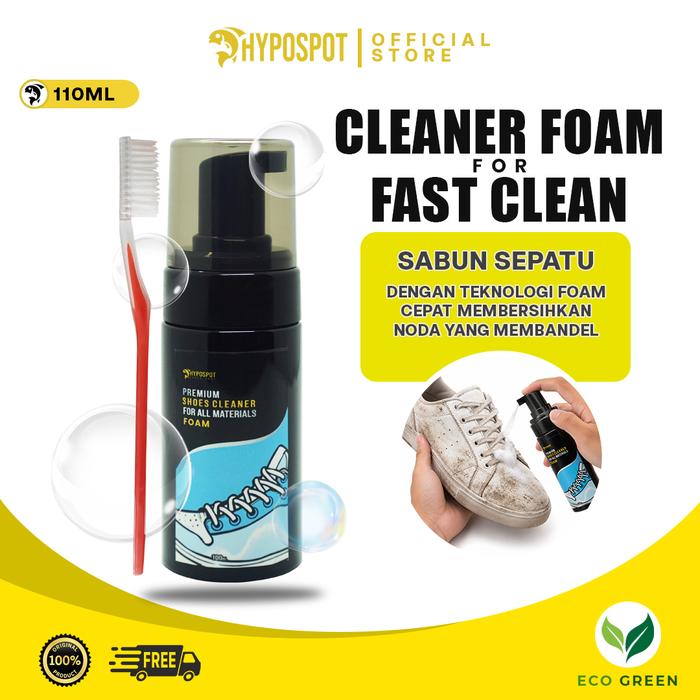 Hypospot Premium Shoes Cleaner FOAM 130ml dengan Minyak Kelapa & Aroma Apel - Sabun Pembersih Perawa