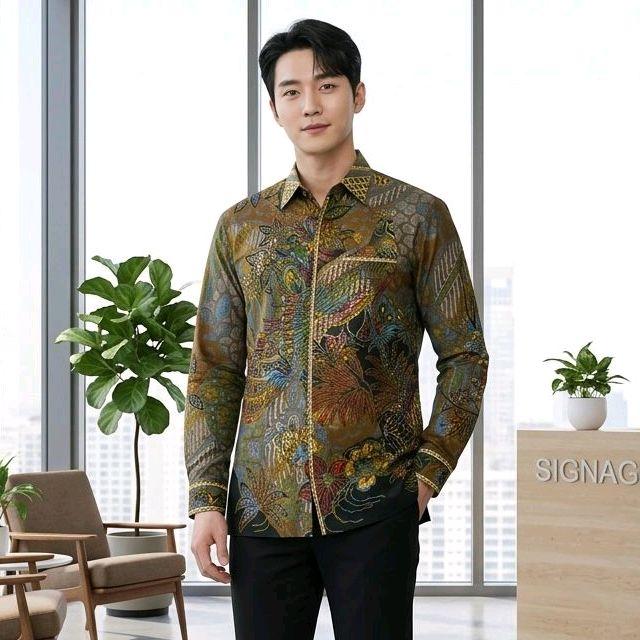 Kemeja Batik Tulis Pria Exclusive Formal Bahan Katun Solo Premium Lapis Furing Trycod Wafer by Ariba