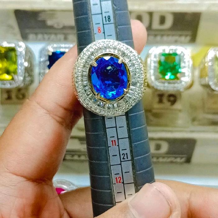 CINCIN PERMATA NATURAL BLUE TOPAZ ELEKTRIK