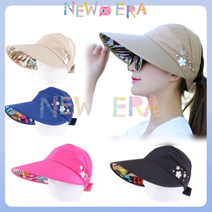 NewEra Topi Visor Lipat Wanita Casual Pelindung Anti UV Topi Visor Anti Sinar UV Topi Outdoor Pantai