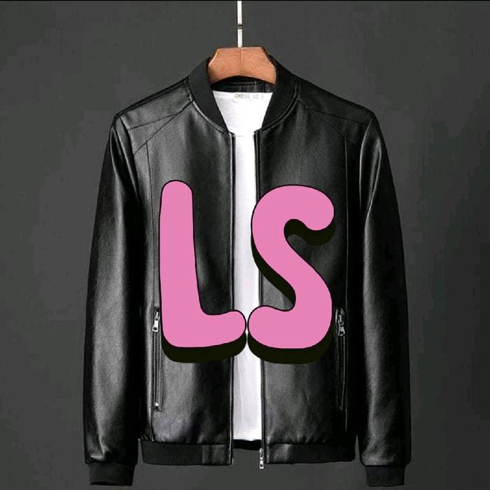 jaket kulit pria warna hitam glossy