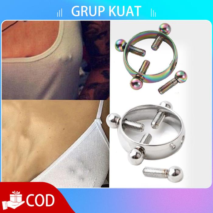 1set (2pcs) Non Piercing Nipple Nipple Rings Non Tindik Puting Palsu Cincin Puting Grosir Dan Eceran