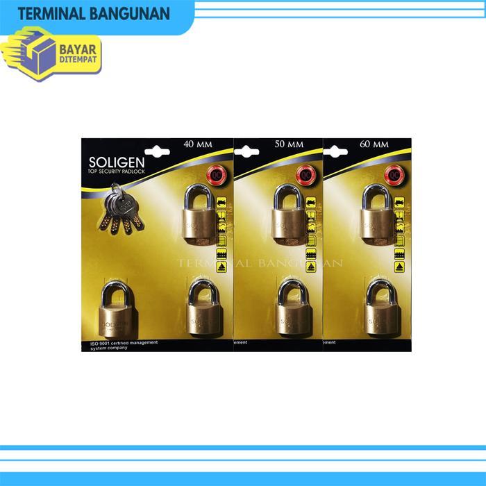 Gembok Masterkey Soligen 3 Pcs Kuningan 40 50 60 Mm Komputer Padlock