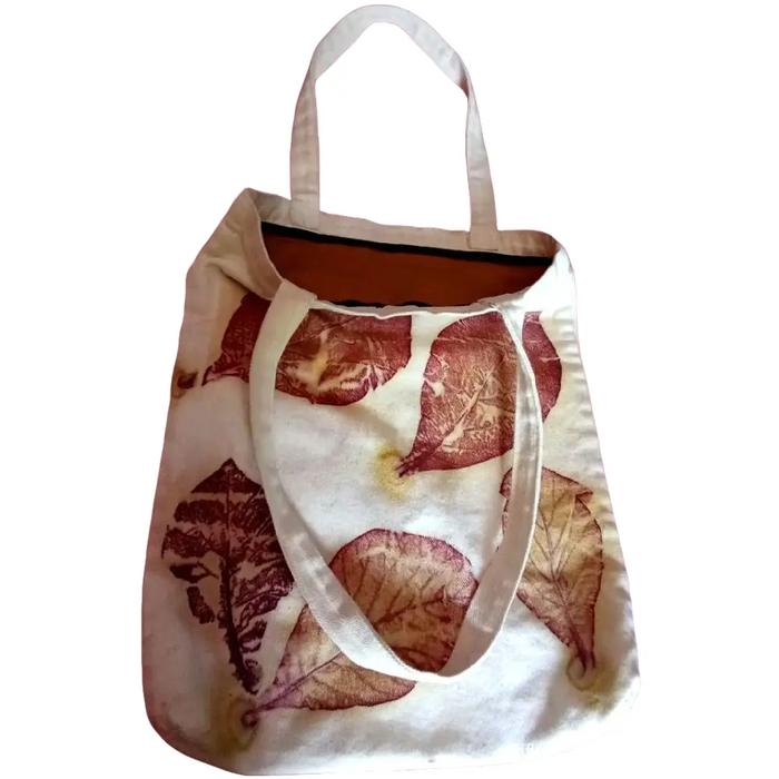 tas tote bag bahan  kanvas ecoprint Wanita