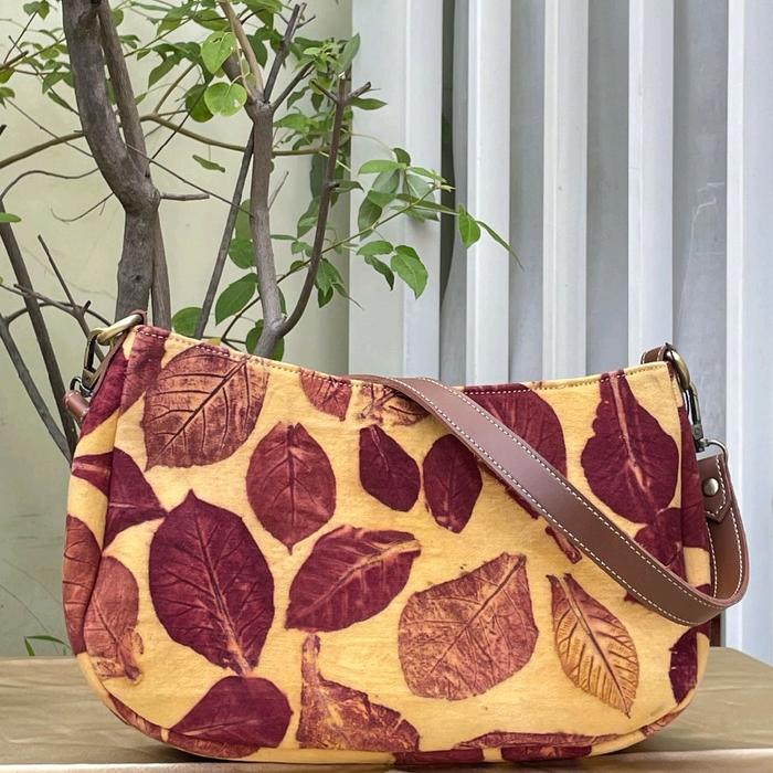 AND Craft - Tas selempang slingbag wanita canvas asli ecoprint