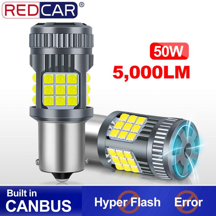 2pcs 50W 5000LM Led 1156 P21W BA15S Canbus Fan BAU15S PY21W T20 7440