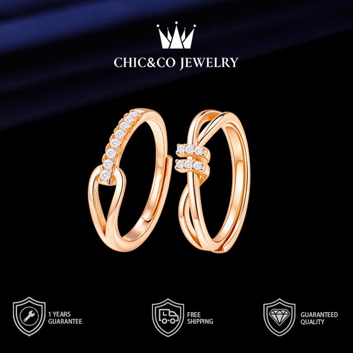 Cincin Wanita Mewah Premium Rose Gold Cincin Korea Aesthetic Unik Keren Cantik dan Elegan Mirip Emas