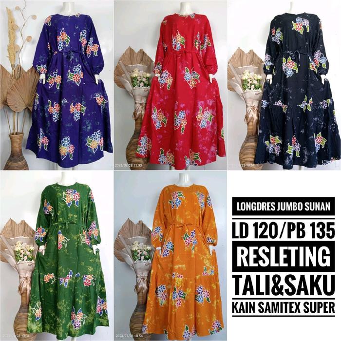 Daster Longdress Jumbo Sunan Ld 120 Busui Resleting depan Rayon Samitex Super Batik Wanita Panjang M