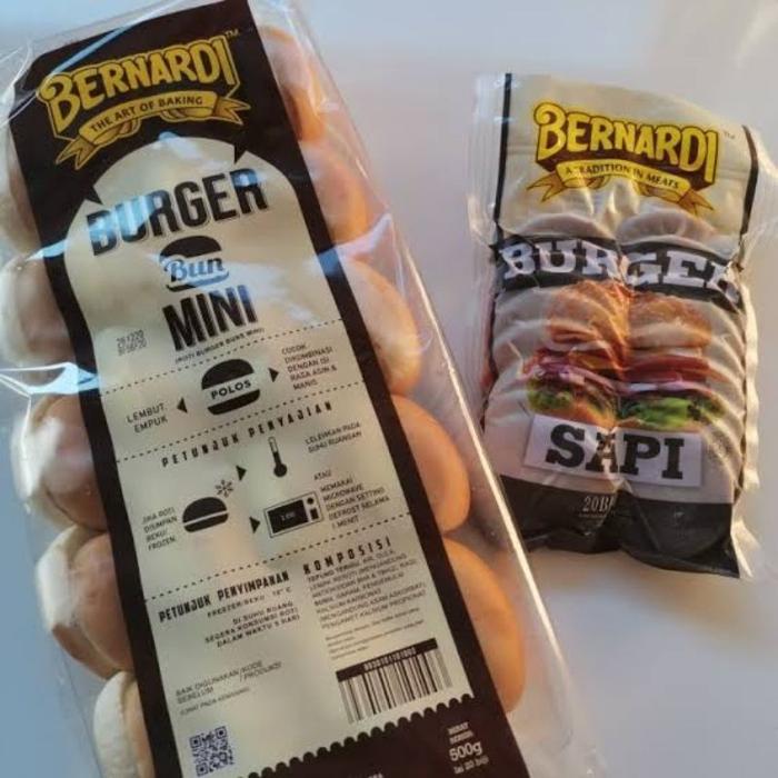 Bernardi Roti Burger Mini isi 20 dan Bernardi Beef Burger Mini isi 20 ( Paket )