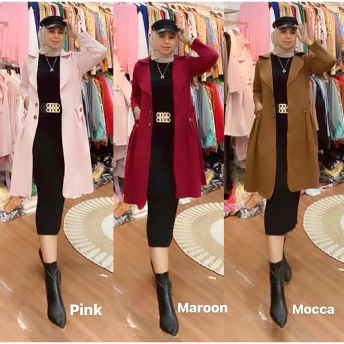 LONG BLAZER VIOR LENGAN PANJANG ELEGANT DAN CANTIK /OUTER TUNIK WANITA MEWAH Suede Tebal