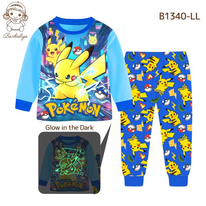 Baju Tidur Anak Karakter Pokemon Glow In The Dark