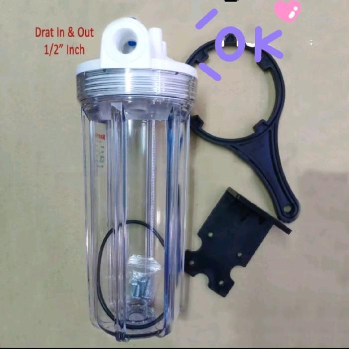 Tabung Housing Nanotec 10in drat 1/2" + Kunci +Braket /Filter Housing Nanotec 10in 1/2" / Tabung Fil