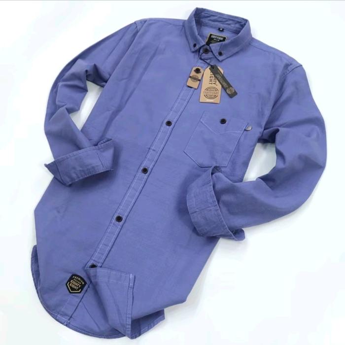 Kemeja polos blue denim / kemeja polos biru muda / flanel polos kuning / kemeja warna kuning / kemej