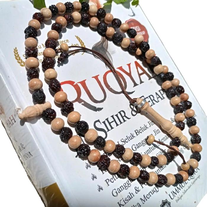 Tasbih Bidara Surga Mixwood Media Ruqyah Muslim 99 Butir Kombinasi Benih dan Kayu Cantik