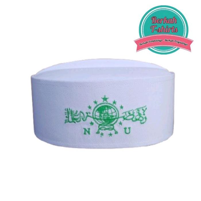 PECI ASSAGOFAH LOGO NU BORDIR | PECI NU | SONGKOK NU | PECI PUTIH | SONGKOK PUTIH