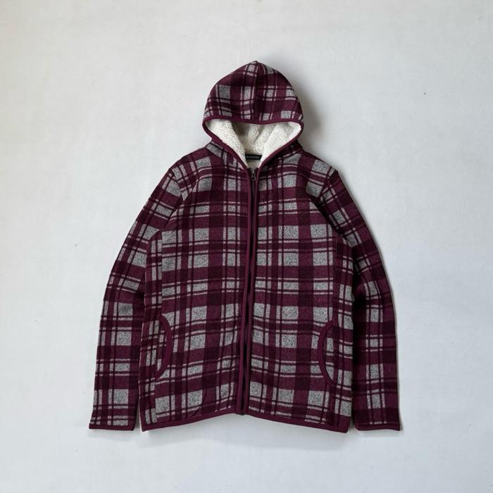 Japanese Brand Plaid Zipper Hoodie Sherpa