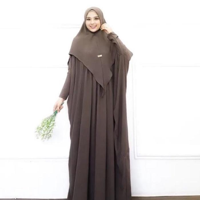 Gamis khodijah syar'i set khimar terbaru bahan ceruty babydoll premium terlaris Airflow Crinkle