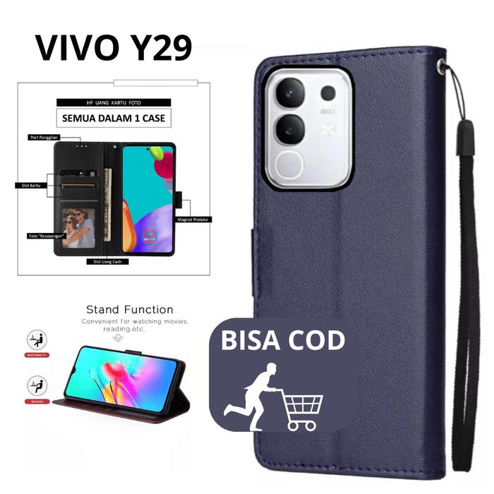 CASE VIVO Y29 FLIP COVER LEATHER CASE FLIP CASE WALLET CASING DOMPET CASING HP SILIKON